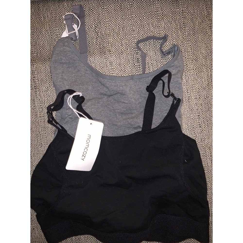 Momcozy Women's Hands Free Pumping Nursing Bra Black/Gray Size 2XL 2 Bras NWT
